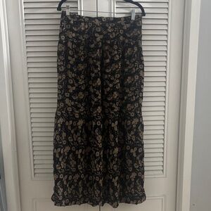 NATURAL LIFE Black Maxi Skirt with Tan Floral Print